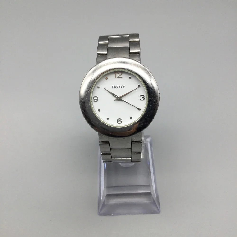 DKNY Womens Watch 36mm White Dial Silver Tone Stainless NY-4815 New Battery 6.5